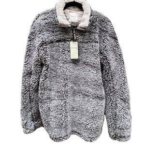 Thread & Supply Sherpa Zip Jacket Gray Cream Size XL